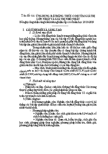 Sáng kiến kinh nghiệm Ứng dụng bất đẳng thức Cosi tìm giá trị lớn nhất và giá trị nhỏ nhất
