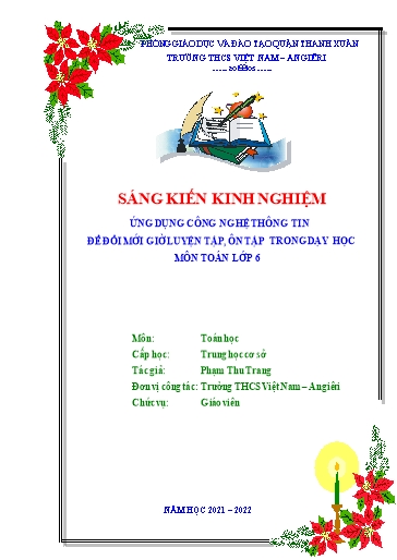 Sáng kiến kinh nghiệm Ứng dụng công nghệ thông tin để đổi mới giờ luyện tập, ôn tập trong dạy học môn Toán lớp 6