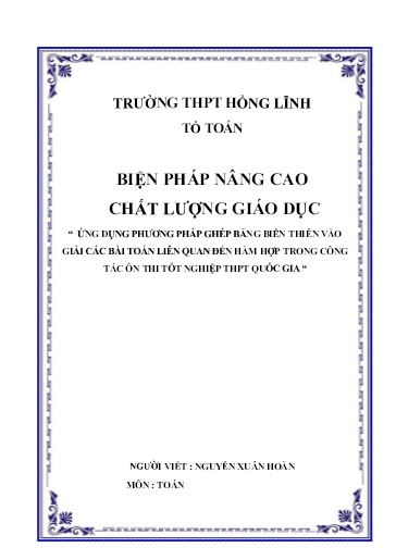 Sáng kiến kinh nghiệm Ứng dụng phương pháp ghép bảng biến thiên vào giải các bài toán liên quan đến hàm hợp trong công tác ôn thi tốt nghiệp THPT Quốc gia